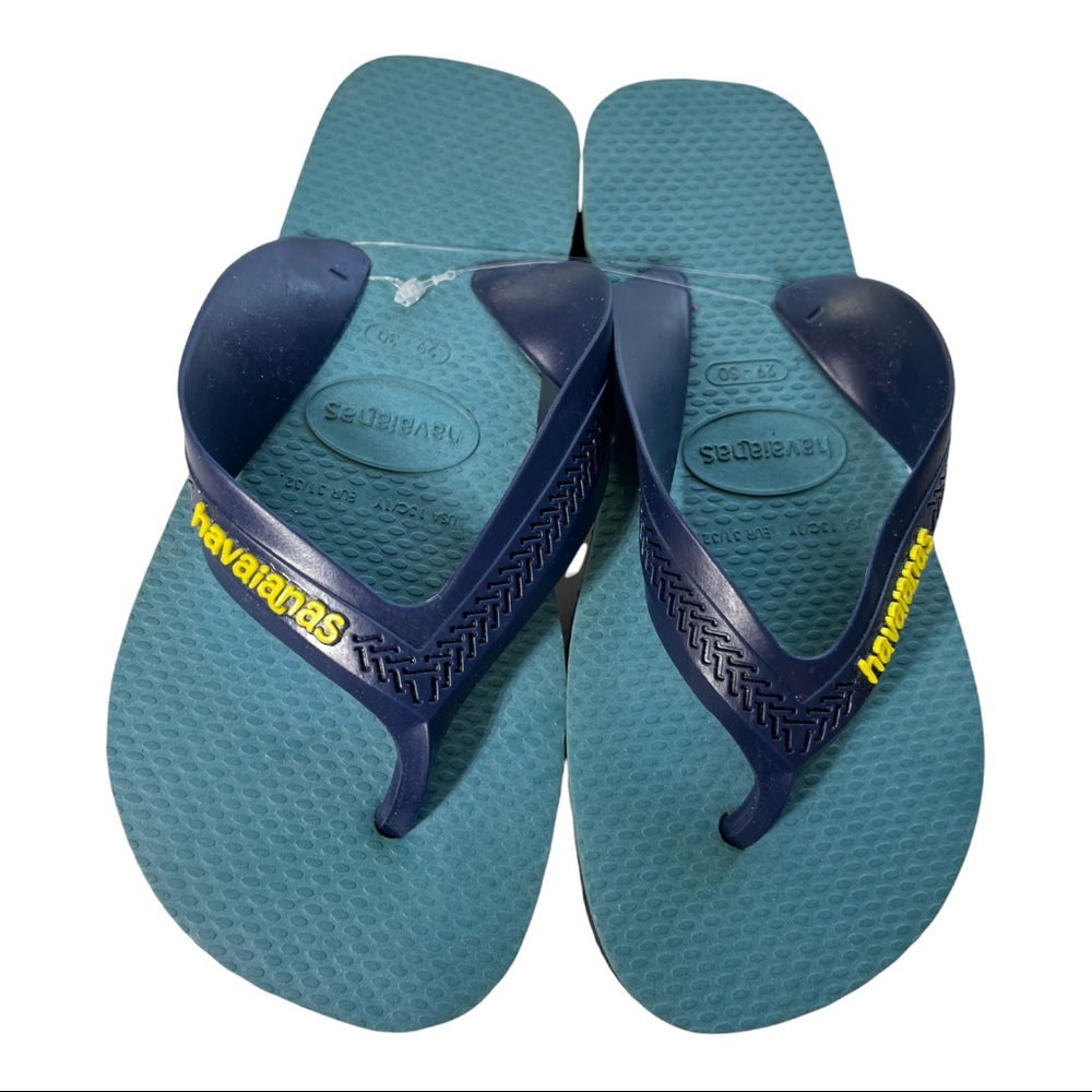 HAVAIANA NAVY BLUE YELLOW FLIP FLOP THONG SANDALS SIZE 13C/ 1Y NEW WITH TAGS